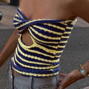 Amazon Générique Y2k Crop Top Striped Knitted Strapless Tube Tank Top